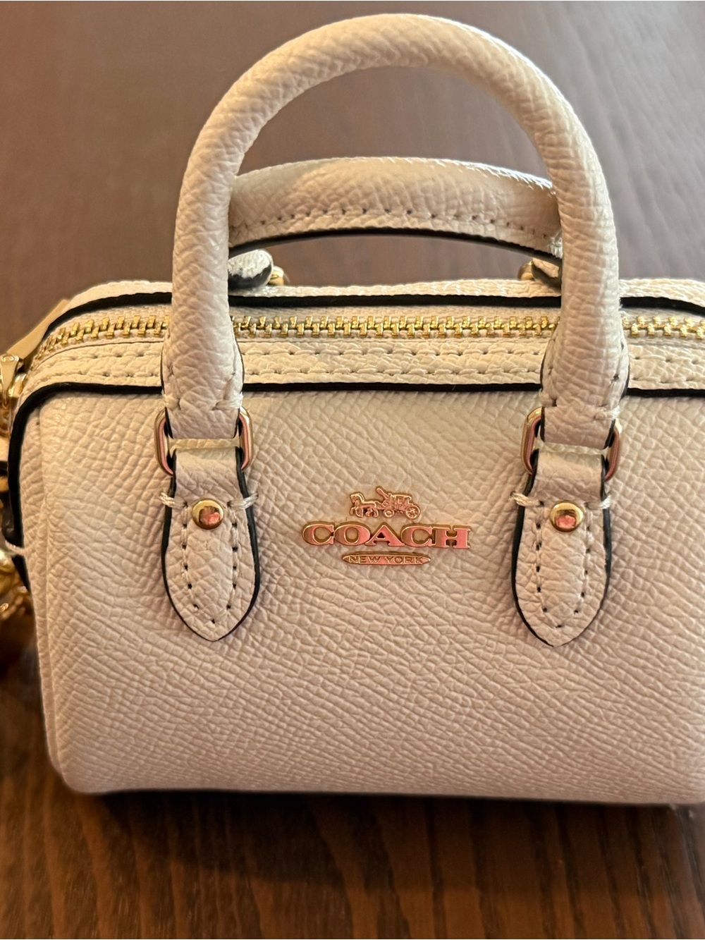Coach Pebbled Leather Rowan Mini Satchel in white